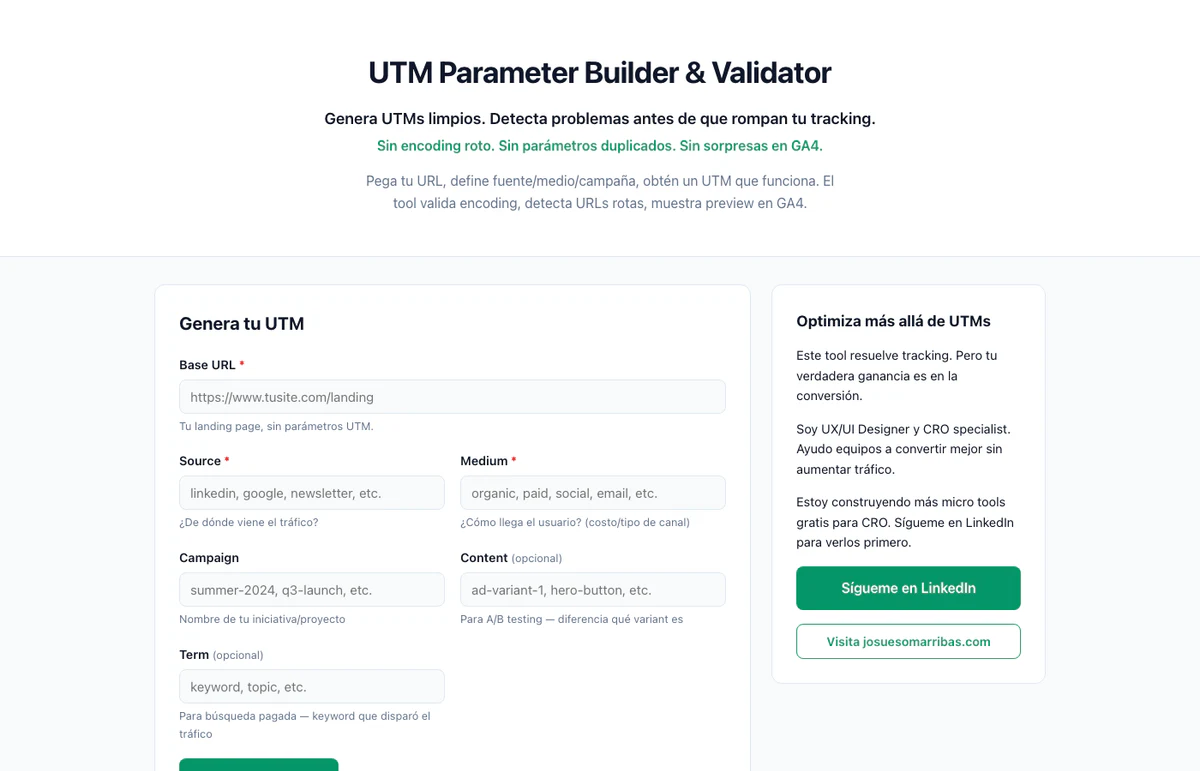 Generador de URLs UTM para campañas