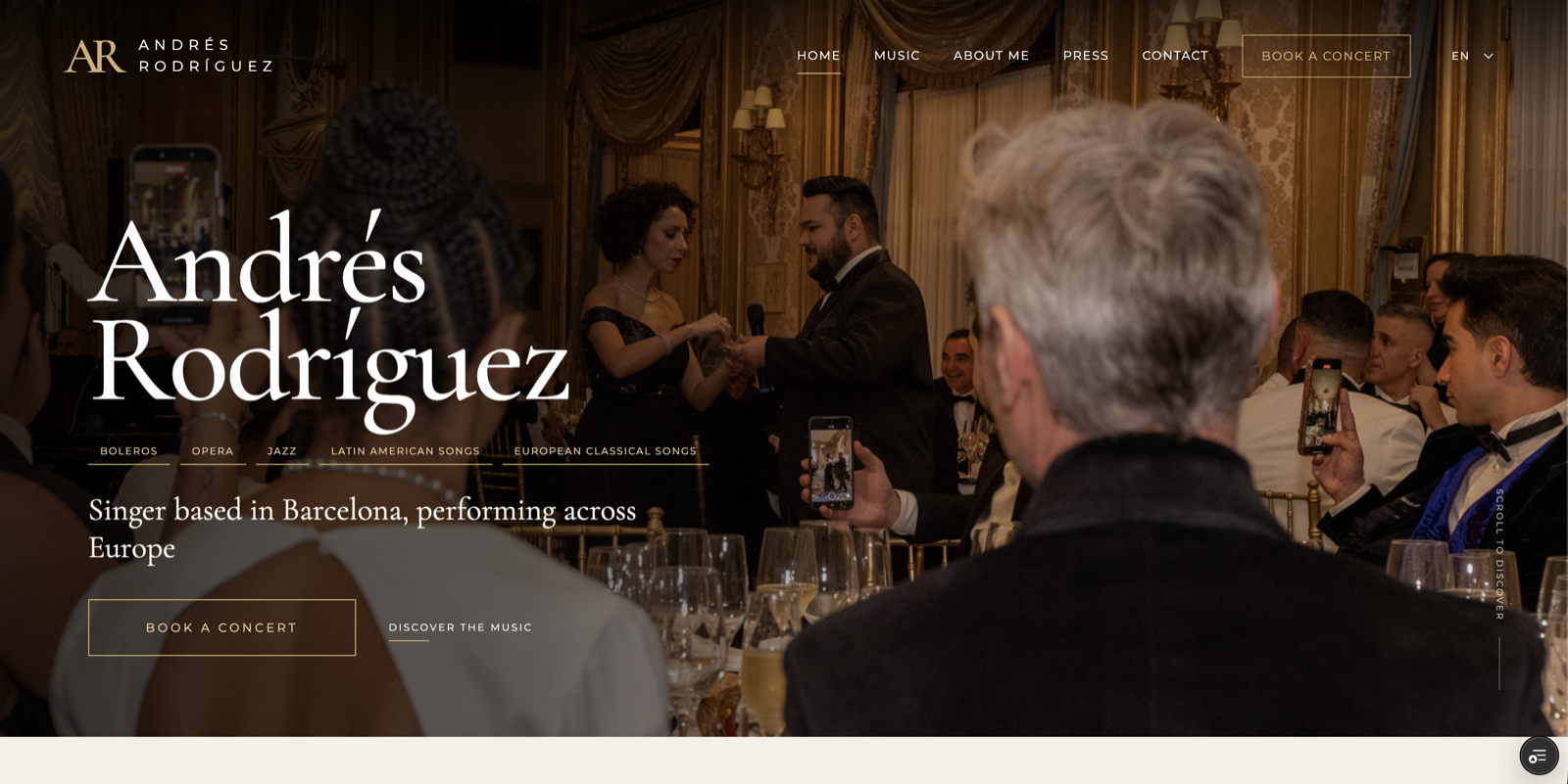 Andrés Rodríguez tenor website homepage