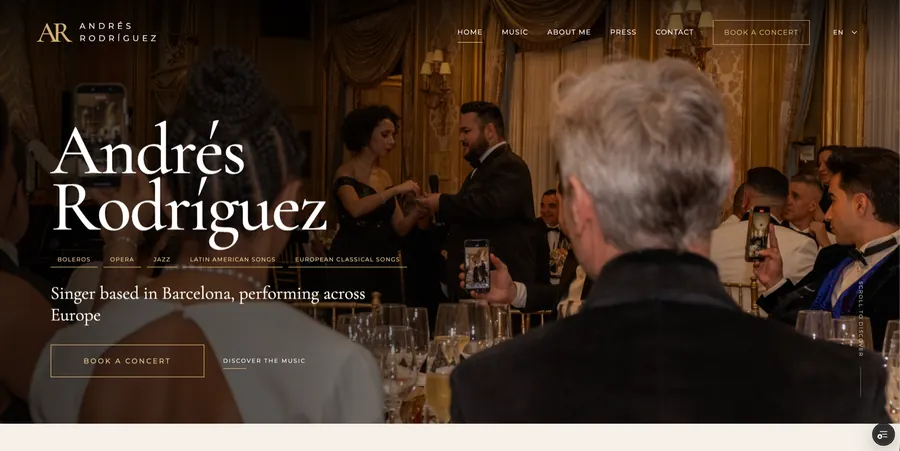 Andrés Rodríguez tenor website homepage