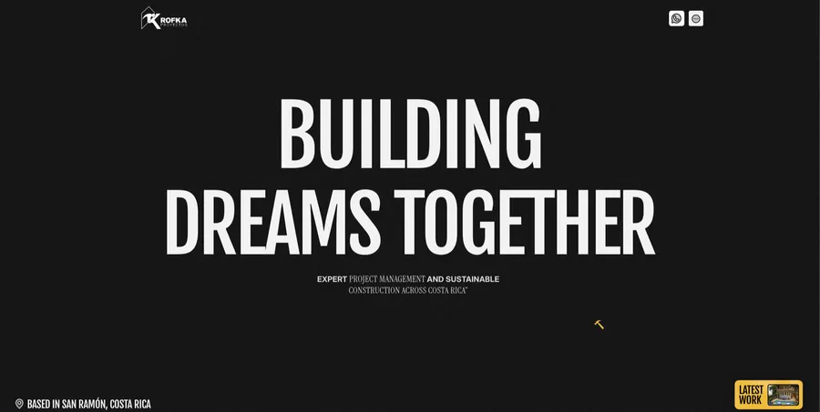 Rofka Projects homepage featuring its construction portfolio